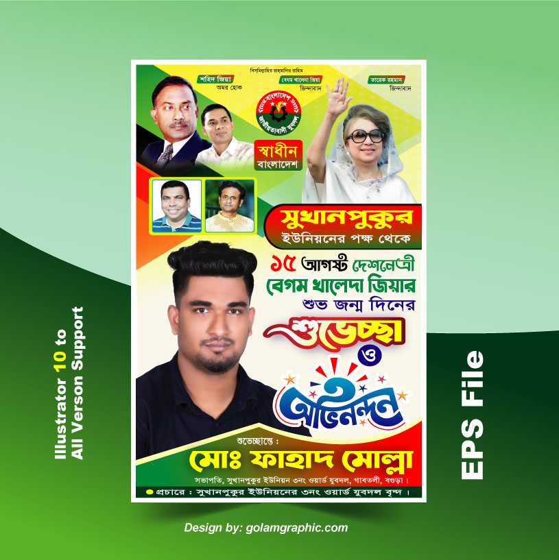 BNP Happy Birthday Banner Design 01/বিএনপি শুভ জন্মদিন ব্যানার ডিজাইন ০১