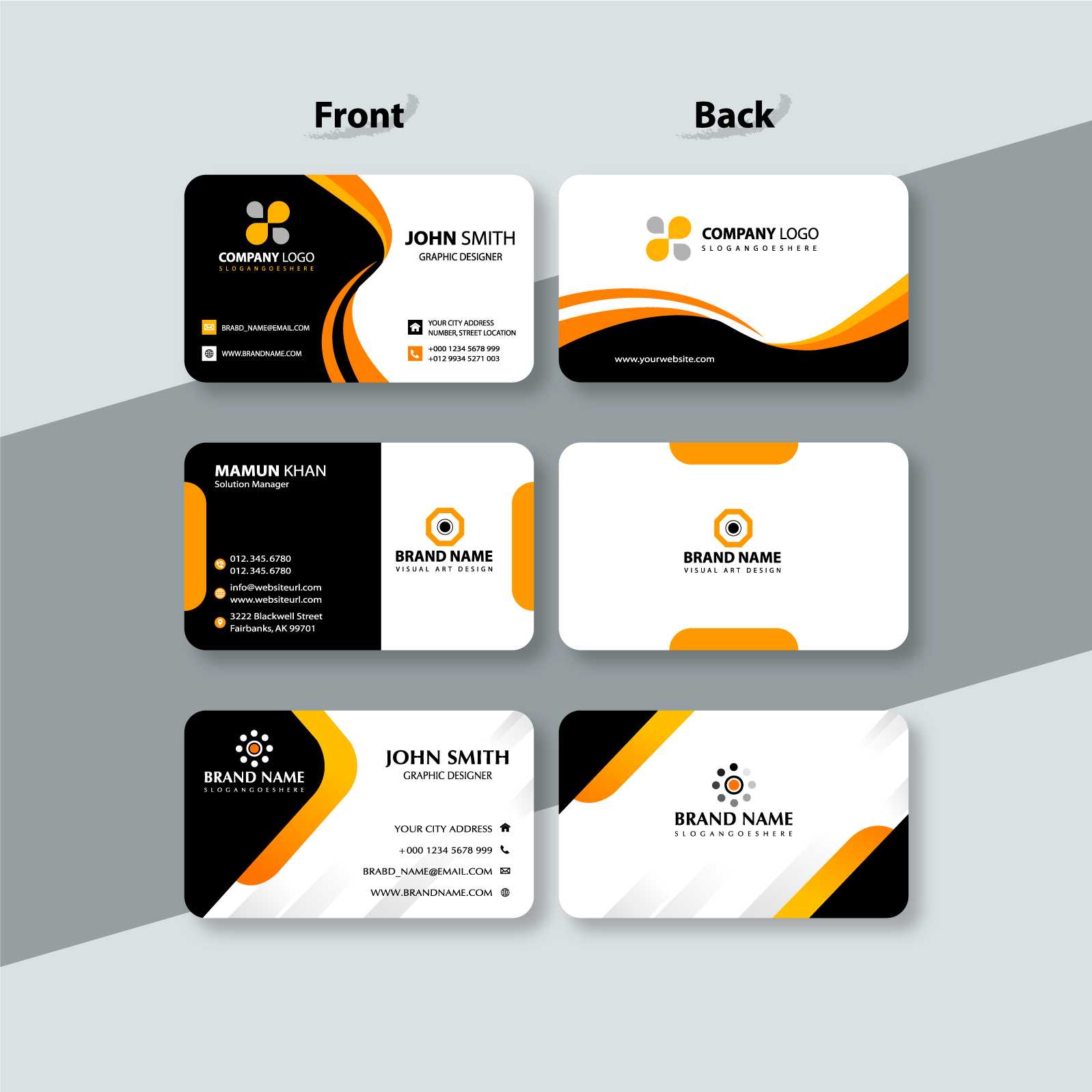 Black and Orange Business Cards Design/ভিজিটিং কার্ড ডিজাইন MR-01