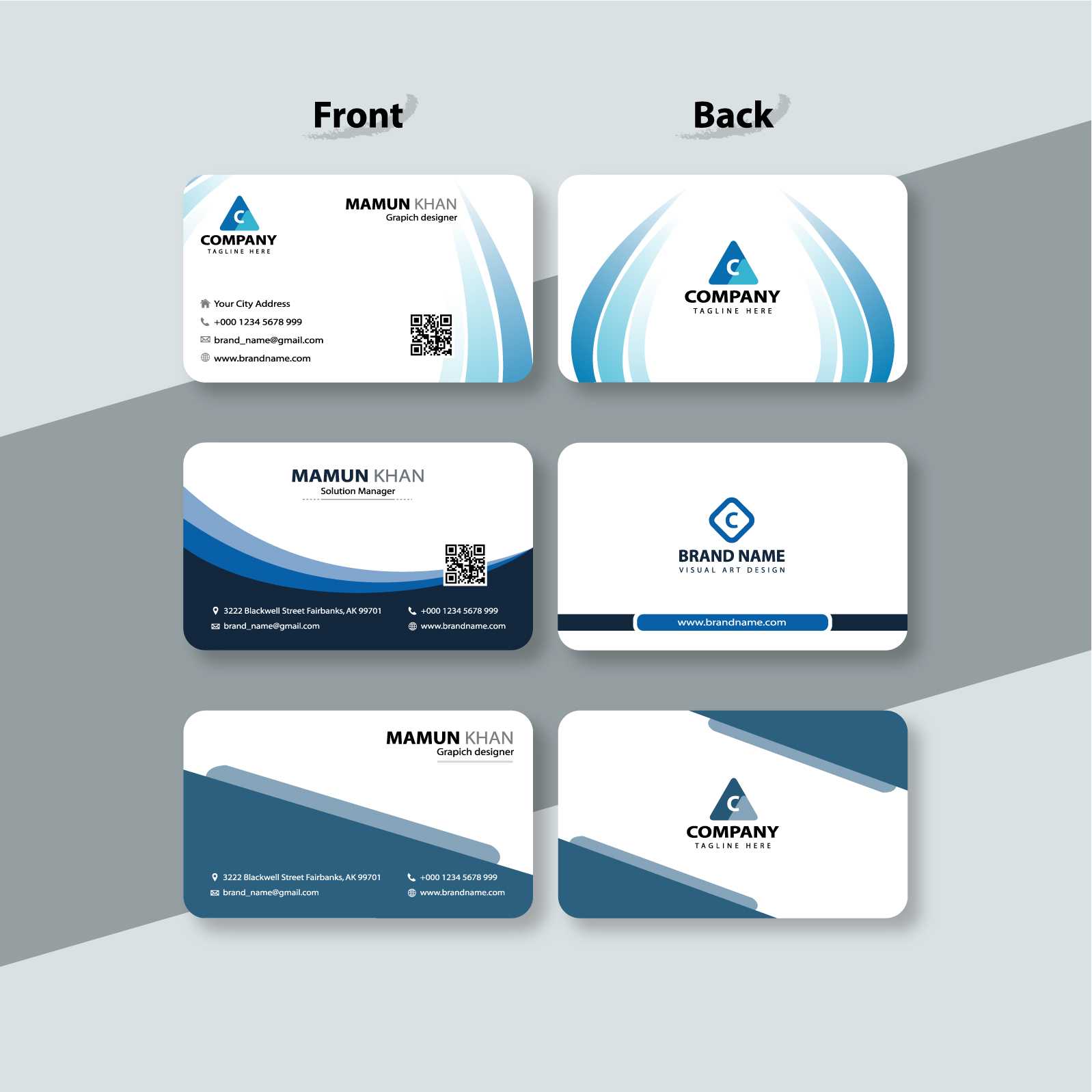 Blue and White Business Cards Design/ভিজিটিং কার্ড ডিজাইন MR-02