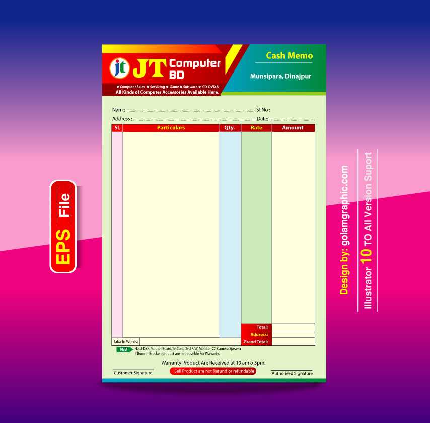 Computer Colour Memo Design 01/কম্পিউটার কালার মেমো ডিজাইন ০১